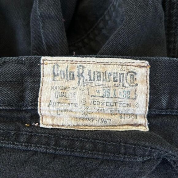 Vintage Y2K Polo Ralph Lauren Black Denim Straight Legged Jeans. Sz 35 32 - Picture 5 of 5